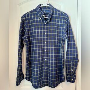 Ralph Lauren Men's Navy and Yellow Check Shirt